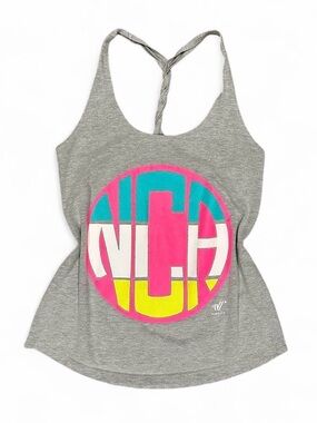 Y2K Women’s Varsity Made in USA NCA Grey Racerback Tank Top Size Small